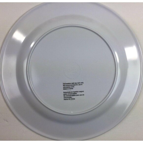 Set Of 4 Striped Melamine 11" Dinner Plates Orange Green Red Yellow Outdoor BBQ - Picture 4 of 5